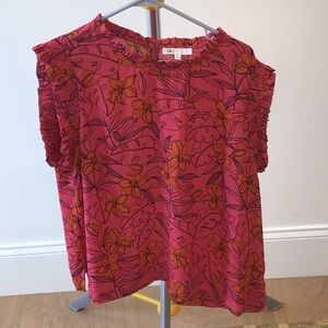 DR2 Pink Flutter Sleeve Ruffled Blouse